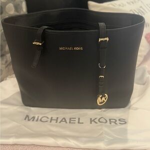 Michael Kors Black Tote with Gold Accents